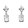 Silver Oval CZ Drop Earrings