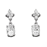 Silver Oval CZ Drop Earrings