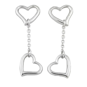 Silver Heart Drop Earring