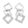 Square Sterling Silver CZ Drop Earrings