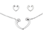 Wishbone Heart Necklace Earring Set