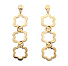 14k Yellow Gold Three Flower Drop Earrings