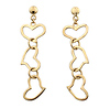 14k Yellow Gold Floating Heart Drop Earrings