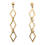 14k Yellow Gold Diamond Shape Drop Earrings