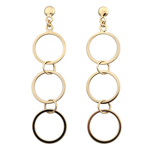 14k Yellow Gold Three Circle Drop Earrings