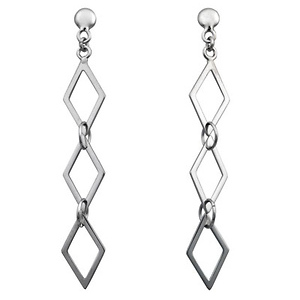 14k White Gold Diamond Shape Drop Earrings