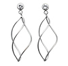 14k White Gold Flame Swirl Contemporary Earrings