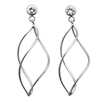 14k White Gold Flame Swirl Contemporary Earrings