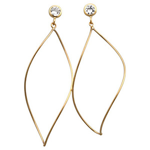 14k Yellow Gold Leaf Wire Earrings