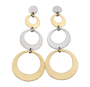 14k Two Tone Gold Circle Drop Earrings