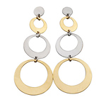 14k Two Tone Gold Circle Drop Earrings