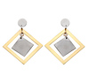 14k Two Tone Gold Square Diamond Shape Earrings