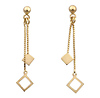 14k Yellow Gold Diamond Shape Drop Earrings