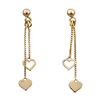 14k Yellow Gold Heart Drop Earring