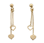 14k Yellow Gold Heart Drop Earring