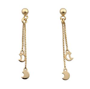 14k Yellow Gold Crescent Moon Earrings