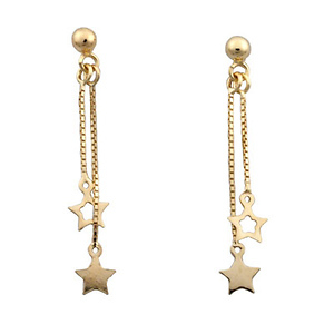 14k Yellow Gold Star Drop Earrings