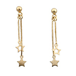 14k Yellow Gold Star Drop Earrings