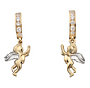 14k Two Tone Gold Cubic Zirconia Angel Huggy Earrings