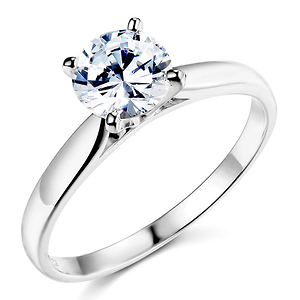 Sterling Silver Round-Cut Cathedral Set Solitaire CZ Engagement Ring
