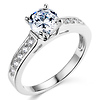 Sterling Silver Cathedral Set Solitaire Round Cut CZ Engagement Ring