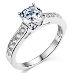 Sterling Silver Cathedral Set Solitaire Round Cut CZ Engagement Ring