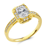 14K Yellow Gold Halo & Side Stones Oval-Cut CZ Engagement Ring