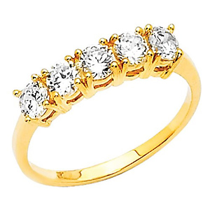 Ladies 14K Yellow Gold Round-Cut CZ Wedding Band(1.10CTW)