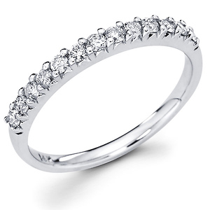 14K White Gold Prong Set Round Diamond Wedding Band (0.37 ctw)