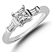 14K White Gold Baguette & Princess Cut Diamond Engagement Ring thumb 0