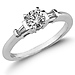 14K White Gold Round & Baguette Cut Diamond Engagement Ring thumb 0