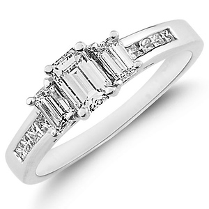 14K Channel Set Emerald Cut Diamond Engagement Ring