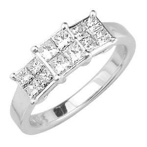 14K White Gold Fancy Princess Diamond Ring (0.75 ctw)