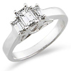 Classic Three Stone Emerald Cut Engagement Ring