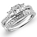 Tapered 14K 3 Stone Princess Cut Diamond Wedding Ring Set thumb 0