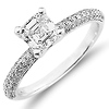 Micro Pave 14K Asscher Cut Diamond Engagement Ring