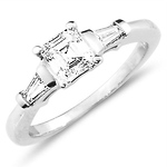 Modern 14K White Gold Asscher Cut Diamond Engagement Ring