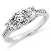 14K Micro Pave 3 Stone Round Diamond Engagement Ring