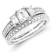 Emerald Cut 14K White Gold Diamond Engagement Ring Set thumb 0