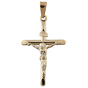 Slender 14K Yellow Gold Italian Crucifix