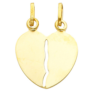 14K Yellow Gold Broken Heart Pendant