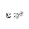 14K 4 Prong Round Solitaire Diamond Stud Earrings 0.75ctw