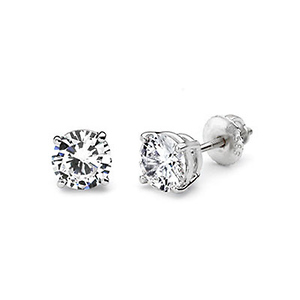 14K 4 Prong Round Solitaire Diamond Stud Earrings 1.00ctw