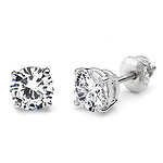 14K 4 Prong Round Solitaire Diamond Stud Earrings 2.50ctw