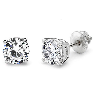 14K 4 Prong Round Solitaire Diamond Stud Earrings 3ctw