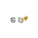 14K 4 Prong Round Solitaire Diamond Stud Earrings 0.25ctw