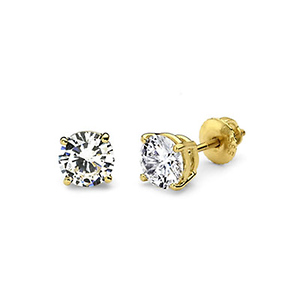 14K 4 Prong Round Solitaire Diamond Stud Earrings 0.75ctw