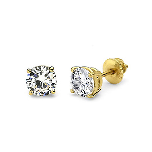 14K 4 Prong Round Solitaire Diamond Stud Earrings 1.00ctw