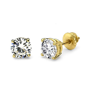 14K 4 Prong Round Solitaire Diamond Stud Earrings 1.50ctw