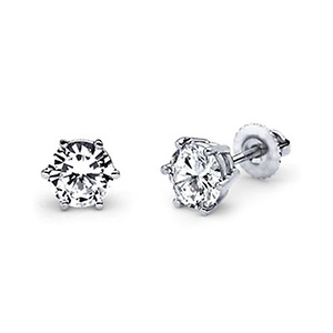 14k 6 Prong Round Solitaire Diamond Stud Earrings 1.00ctw